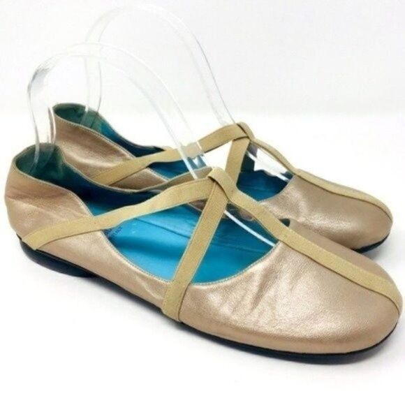 Thierry Rabotin womans ballet flats metallic gold leather 37.5 BoxK - Picture 5 of 5